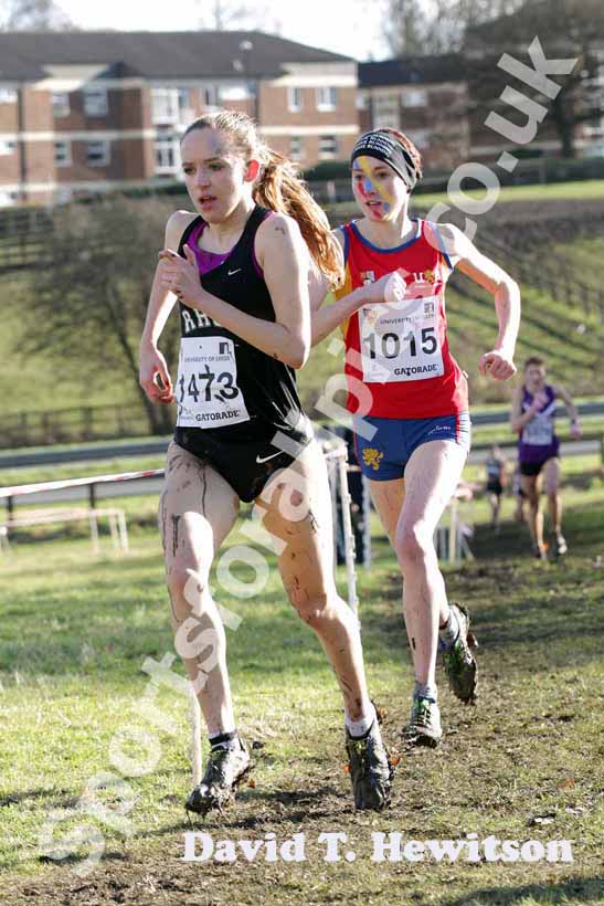 Emelia Gorecka leads from Lauren Howarth during the 2013 BUCS Cross Country Championships.